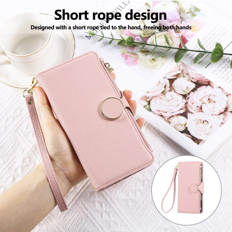Round Buckle Zipper Wallet Leather Phone Case with Crossbody Strap, For Samsung Galaxy S22 Ultra 5G, For Samsung Galaxy S22+ 5G, For Samsung Galaxy S22 5G, For Samsung Galaxy S21 FE 5G, For Samsung Galaxy S21 5G, For Samsung Galaxy S21+ 5G�������������...