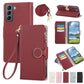 Round Buckle Zipper Wallet Leather Phone Case with Crossbody Strap, For Samsung Galaxy S22 Ultra 5G, For Samsung Galaxy S22+ 5G, For Samsung Galaxy S22 5G, For Samsung Galaxy S21 FE 5G, For Samsung Galaxy S21 5G, For Samsung Galaxy S21+ 5G�������������...