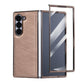 Bamboo Fiber Texture + Flannel Phone Case with Tempered Film, For Samsung Galaxy Z Fold7 5G, For Samsung Galaxy Z Fold6 5G, For Samsung Galaxy Z Fold5, For Samsung Galaxy Z Fold4, For Samsung Galaxy Z Fold3 5G