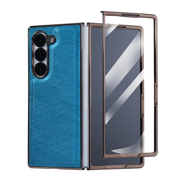 Bamboo Fiber Texture + Flannel Phone Case with Tempered Film, For Samsung Galaxy Z Fold7 5G, For Samsung Galaxy Z Fold6 5G, For Samsung Galaxy Z Fold5, For Samsung Galaxy Z Fold4, For Samsung Galaxy Z Fold3 5G