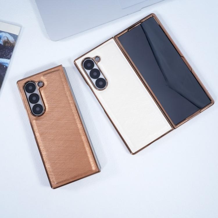 Bamboo Fiber Texture + Flannel Phone Case with Tempered Film, For Samsung Galaxy Z Fold7 5G, For Samsung Galaxy Z Fold6 5G, For Samsung Galaxy Z Fold5, For Samsung Galaxy Z Fold4, For Samsung Galaxy Z Fold3 5G