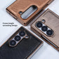 Bamboo Fiber Texture + Flannel Phone Case with Tempered Film, For Samsung Galaxy Z Fold7 5G, For Samsung Galaxy Z Fold6 5G, For Samsung Galaxy Z Fold5, For Samsung Galaxy Z Fold4, For Samsung Galaxy Z Fold3 5G