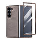 Bamboo Fiber Texture + Flannel Phone Case with Tempered Film, For Samsung Galaxy Z Fold7 5G, For Samsung Galaxy Z Fold6 5G, For Samsung Galaxy Z Fold5, For Samsung Galaxy Z Fold4, For Samsung Galaxy Z Fold3 5G