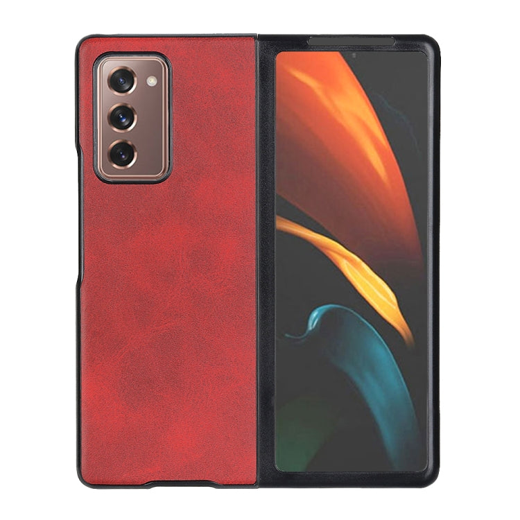 Two-color Cowhide Texture PU Shockproof Protective Case, For Samsung Galaxy Z Fold2 5G