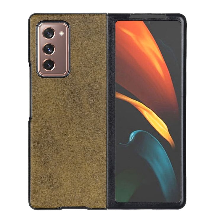 Two-color Cowhide Texture PU Shockproof Protective Case, For Samsung Galaxy Z Fold2 5G