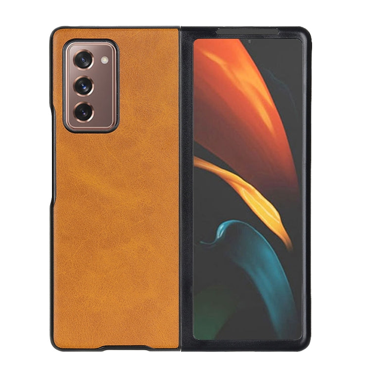 Two-color Cowhide Texture PU Shockproof Protective Case, For Samsung Galaxy Z Fold2 5G