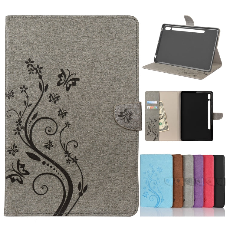 Butterfly Flower Embossing Pattern Horizontal Flip Leather Case with Holder & Card Slots & Wallet, For Samsung Galaxy Tab A7 10.4 (2020), For Samsung Galaxy Tab A 8.4 (2020), For Samsung Galaxy Tab S8 / Galaxy Tab S7, For Samsung Galaxy Tab S6