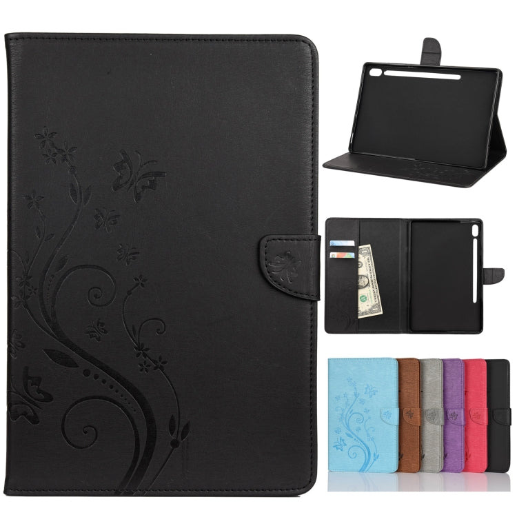 Butterfly Flower Embossing Pattern Horizontal Flip Leather Case with Holder & Card Slots & Wallet, For Samsung Galaxy Tab A7 10.4 (2020), For Samsung Galaxy Tab A 8.4 (2020), For Samsung Galaxy Tab S8 / Galaxy Tab S7, For Samsung Galaxy Tab S6