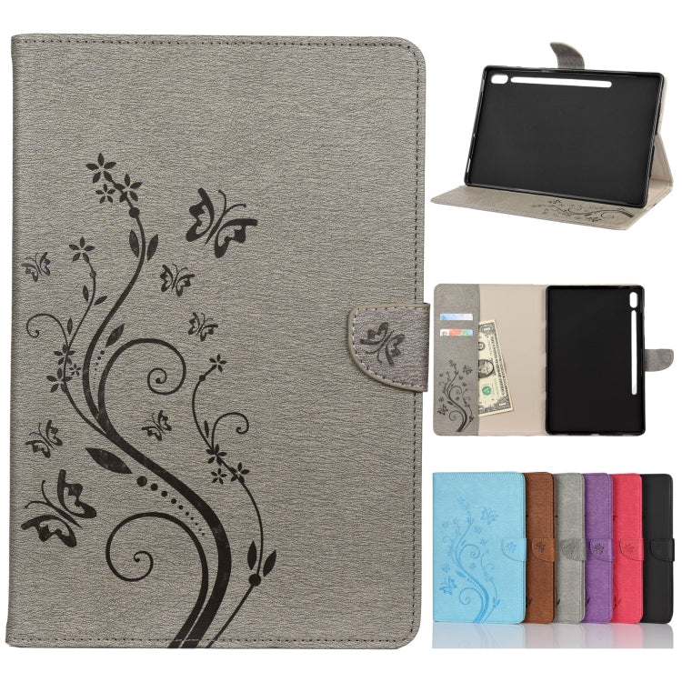 Butterfly Flower Embossing Pattern Horizontal Flip Leather Case with Holder & Card Slots & Wallet, For Samsung Galaxy Tab A7 10.4 (2020), For Samsung Galaxy Tab A 8.4 (2020), For Samsung Galaxy Tab S8 / Galaxy Tab S7, For Samsung Galaxy Tab S6