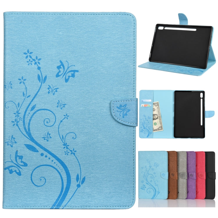 Butterfly Flower Embossing Pattern Horizontal Flip Leather Case with Holder & Card Slots & Wallet, For Samsung Galaxy Tab A7 10.4 (2020), For Samsung Galaxy Tab A 8.4 (2020), For Samsung Galaxy Tab S8 / Galaxy Tab S7, For Samsung Galaxy Tab S6