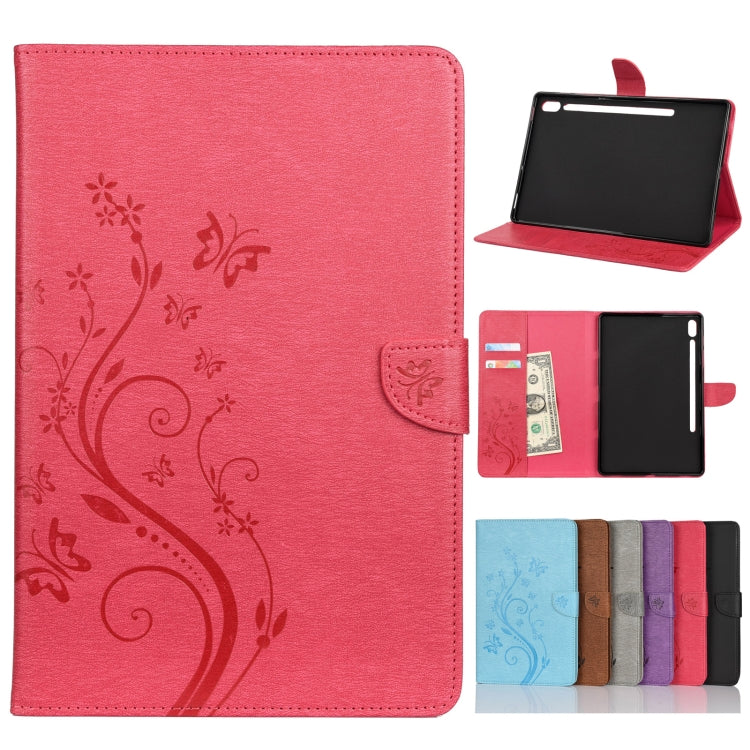 Butterfly Flower Embossing Pattern Horizontal Flip Leather Case with Holder & Card Slots & Wallet, For Samsung Galaxy Tab A7 10.4 (2020), For Samsung Galaxy Tab A 8.4 (2020), For Samsung Galaxy Tab S8 / Galaxy Tab S7, For Samsung Galaxy Tab S6