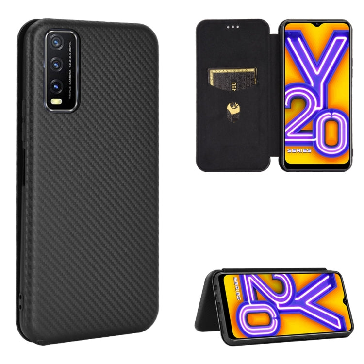 Carbon Fiber Texture Magnetic Horizontal Flip TPU + PC + PU Leather Case with Card Slot, For OPPO Realme V3, For Samsung Galaxy A42 5G, For Vivo Y20 / Y20i (Indian), For Xiaomi Poco X3 NFC, For Xiaomi Redmi K30 Ultra