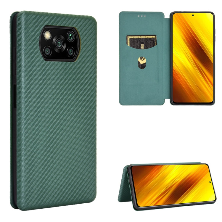 Carbon Fiber Texture Magnetic Horizontal Flip TPU + PC + PU Leather Case with Card Slot, For OPPO Realme V3, For Samsung Galaxy A42 5G, For Vivo Y20 / Y20i (Indian), For Xiaomi Poco X3 NFC, For Xiaomi Redmi K30 Ultra