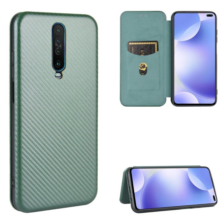 Carbon Fiber Texture Magnetic Horizontal Flip TPU + PC + PU Leather Case with Card Slot, For OPPO Realme V3, For Samsung Galaxy A42 5G, For Vivo Y20 / Y20i (Indian), For Xiaomi Poco X3 NFC, For Xiaomi Redmi K30 Ultra