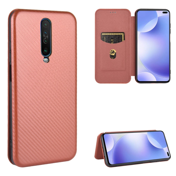 Carbon Fiber Texture Magnetic Horizontal Flip TPU + PC + PU Leather Case with Card Slot, For OPPO Realme V3, For Samsung Galaxy A42 5G, For Vivo Y20 / Y20i (Indian), For Xiaomi Poco X3 NFC, For Xiaomi Redmi K30 Ultra