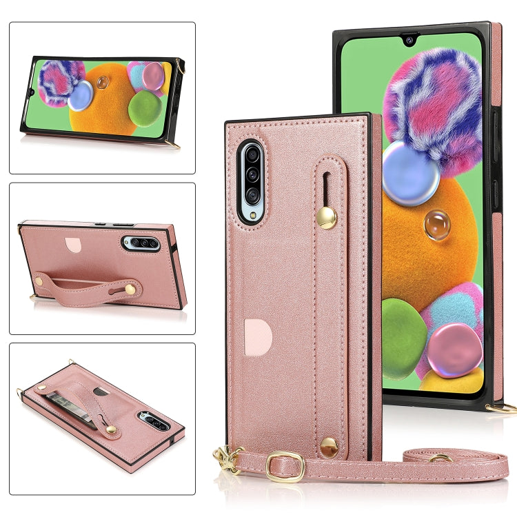 Wrist Strap PU+TPU Shockproof Protective Case with Crossbody Lanyard & Holder & Card Slot, For Samsung Galaxy A90 5G, For Samsung Galaxy Note9, For Samsung Galaxy Note 10, For Samsung Galaxy Note 10 Pro, For Samsung Galaxy S9, For Samsung Galaxy S9 Plu...