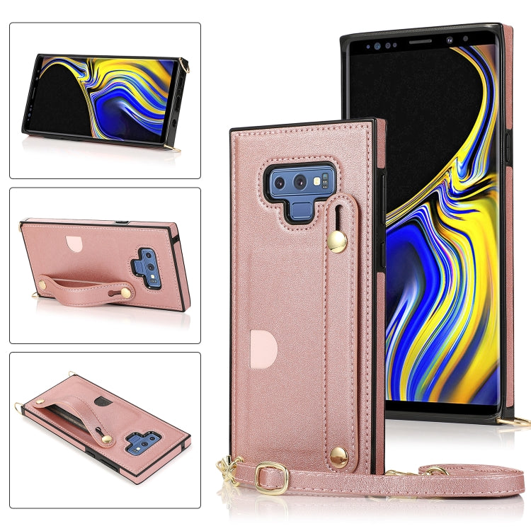 Wrist Strap PU+TPU Shockproof Protective Case with Crossbody Lanyard & Holder & Card Slot, For Samsung Galaxy A90 5G, For Samsung Galaxy Note9, For Samsung Galaxy Note 10, For Samsung Galaxy Note 10 Pro, For Samsung Galaxy S9, For Samsung Galaxy S9 Plu...