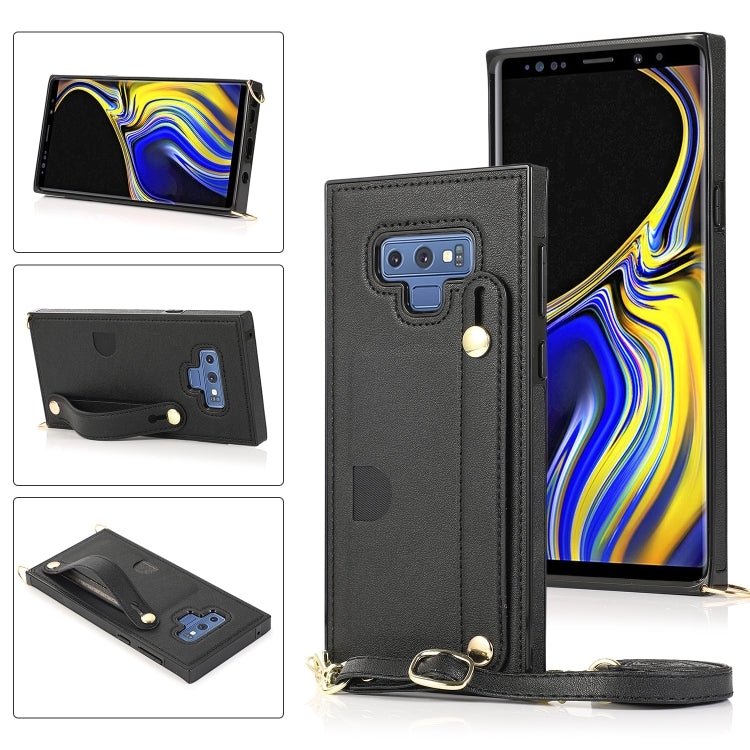 Wrist Strap PU+TPU Shockproof Protective Case with Crossbody Lanyard & Holder & Card Slot, For Samsung Galaxy A90 5G, For Samsung Galaxy Note9, For Samsung Galaxy Note 10, For Samsung Galaxy Note 10 Pro, For Samsung Galaxy S9, For Samsung Galaxy S9 Plu...