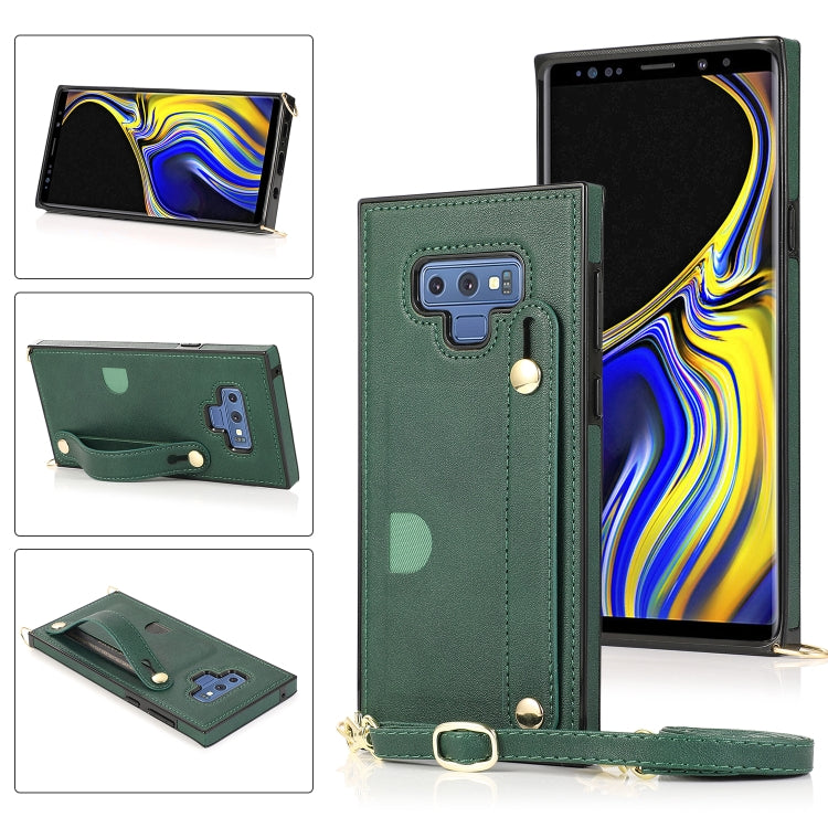 Wrist Strap PU+TPU Shockproof Protective Case with Crossbody Lanyard & Holder & Card Slot, For Samsung Galaxy A90 5G, For Samsung Galaxy Note9, For Samsung Galaxy Note 10, For Samsung Galaxy Note 10 Pro, For Samsung Galaxy S9, For Samsung Galaxy S9 Plu...