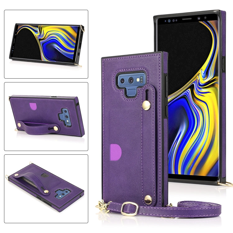 Wrist Strap PU+TPU Shockproof Protective Case with Crossbody Lanyard & Holder & Card Slot, For Samsung Galaxy A90 5G, For Samsung Galaxy Note9, For Samsung Galaxy Note 10, For Samsung Galaxy Note 10 Pro, For Samsung Galaxy S9, For Samsung Galaxy S9 Plu...