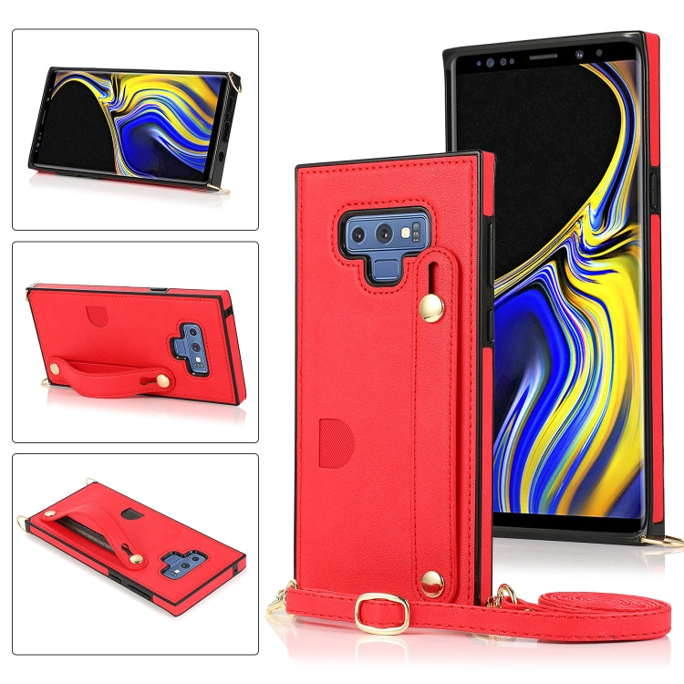 Wrist Strap PU+TPU Shockproof Protective Case with Crossbody Lanyard & Holder & Card Slot, For Samsung Galaxy A90 5G, For Samsung Galaxy Note9, For Samsung Galaxy Note 10, For Samsung Galaxy Note 10 Pro, For Samsung Galaxy S9, For Samsung Galaxy S9 Plu...