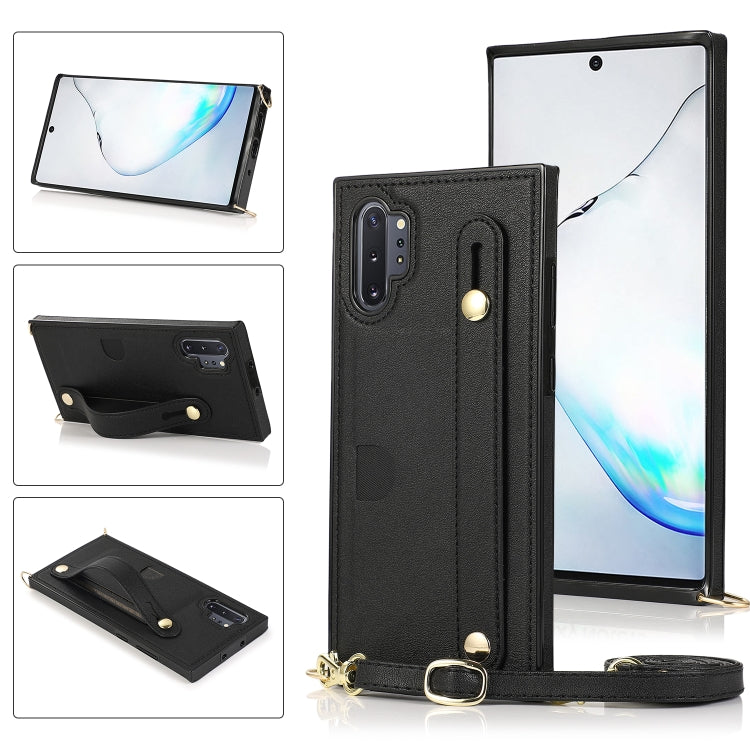 Wrist Strap PU+TPU Shockproof Protective Case with Crossbody Lanyard & Holder & Card Slot, For Samsung Galaxy A90 5G, For Samsung Galaxy Note9, For Samsung Galaxy Note 10, For Samsung Galaxy Note 10 Pro, For Samsung Galaxy S9, For Samsung Galaxy S9 Plu...