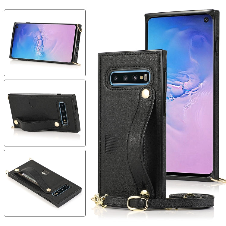 Wrist Strap PU+TPU Shockproof Protective Case with Crossbody Lanyard & Holder & Card Slot, For Samsung Galaxy A90 5G, For Samsung Galaxy Note9, For Samsung Galaxy Note 10, For Samsung Galaxy Note 10 Pro, For Samsung Galaxy S9, For Samsung Galaxy S9 Plu...