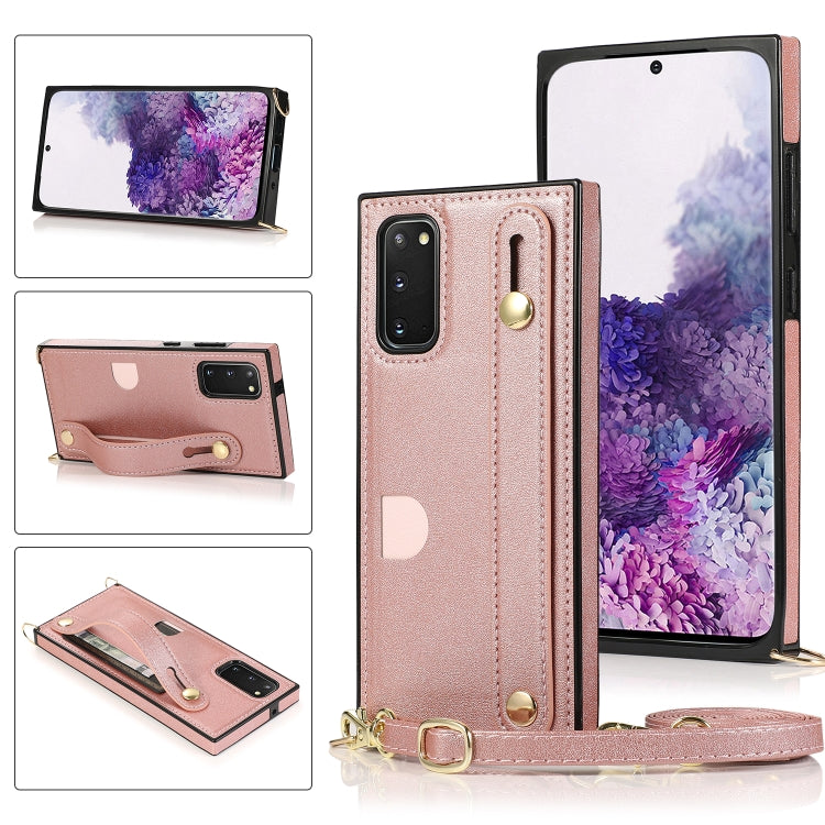 Wrist Strap PU+TPU Shockproof Protective Case with Crossbody Lanyard & Holder & Card Slot, For Samsung Galaxy S20, For Samsung Galaxy S20 Plus, For Samsung Galaxy S20 Ultra