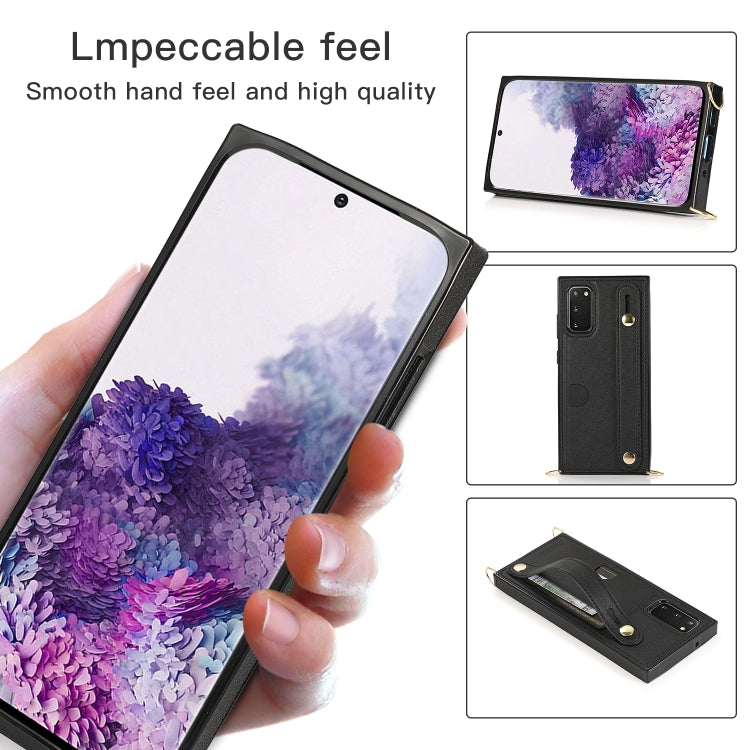 Wrist Strap PU+TPU Shockproof Protective Case with Crossbody Lanyard & Holder & Card Slot, For Samsung Galaxy S20, For Samsung Galaxy S20 Plus, For Samsung Galaxy S20 Ultra