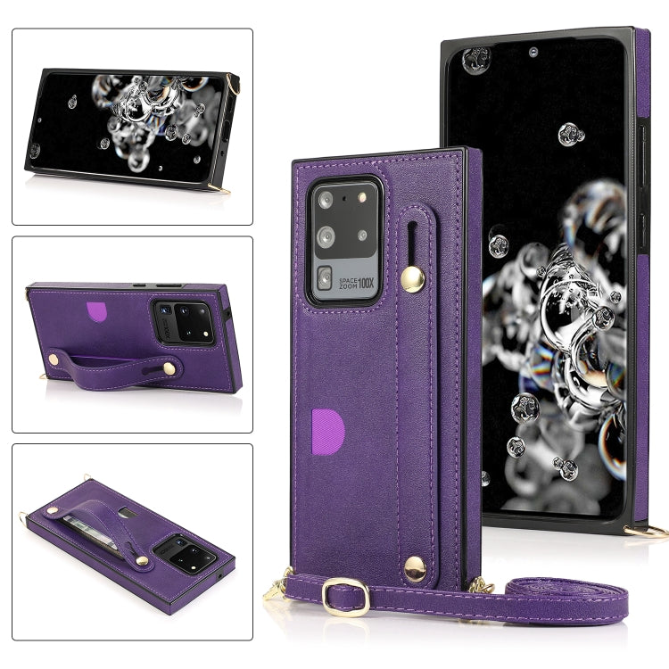 Wrist Strap PU+TPU Shockproof Protective Case with Crossbody Lanyard & Holder & Card Slot, For Samsung Galaxy S20, For Samsung Galaxy S20 Plus, For Samsung Galaxy S20 Ultra