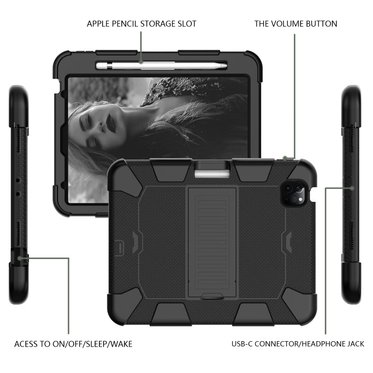 Shockproof Two-Color Silicone Protective Case with Holder, For iPad Air 2022 / 2020 10.9, For Samsung Galaxy Tab A7 (2020) T500/T505