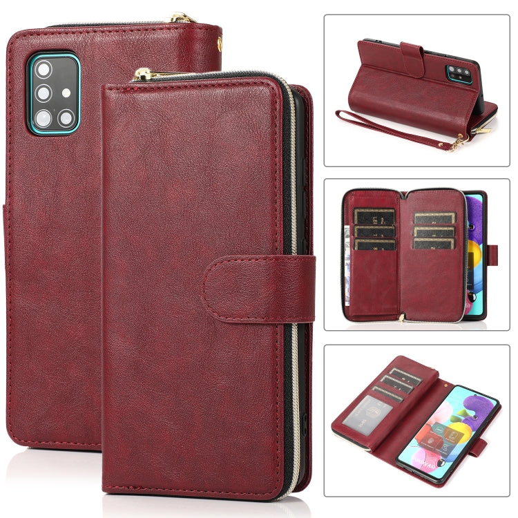Zipper Wallet Bag Horizontal Flip PU Leather Case with Holder & 9 Card Slots & Wallet & Lanyard & Photo Frame, For Samsung Galaxy A51, For Samsung Galaxy A51 5G, For Samsung Galaxy A70, For Samsung Galaxy A71, For Samsung Galaxy A71 5G�����������������...