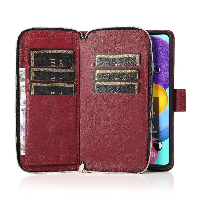 Zipper Wallet Bag Horizontal Flip PU Leather Case with Holder & 9 Card Slots & Wallet & Lanyard & Photo Frame, For Samsung Galaxy A51, For Samsung Galaxy A51 5G, For Samsung Galaxy A70, For Samsung Galaxy A71, For Samsung Galaxy A71 5G�����������������...