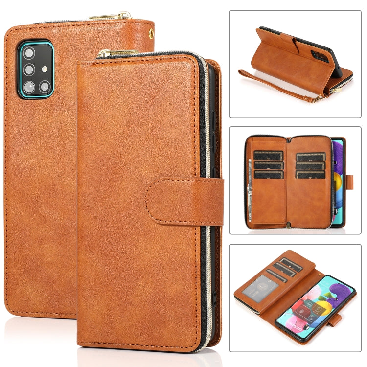 Zipper Wallet Bag Horizontal Flip PU Leather Case with Holder & 9 Card Slots & Wallet & Lanyard & Photo Frame, For Samsung Galaxy A51, For Samsung Galaxy A51 5G, For Samsung Galaxy A70, For Samsung Galaxy A71, For Samsung Galaxy A71 5G�����������������...