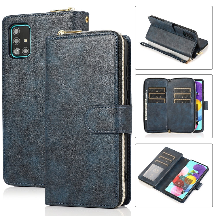 Zipper Wallet Bag Horizontal Flip PU Leather Case with Holder & 9 Card Slots & Wallet & Lanyard & Photo Frame, For Samsung Galaxy A51, For Samsung Galaxy A51 5G, For Samsung Galaxy A70, For Samsung Galaxy A71, For Samsung Galaxy A71 5G�����������������...
