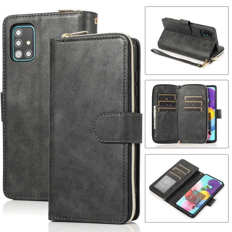 Zipper Wallet Bag Horizontal Flip PU Leather Case with Holder & 9 Card Slots & Wallet & Lanyard & Photo Frame, For Samsung Galaxy A51, For Samsung Galaxy A51 5G, For Samsung Galaxy A70, For Samsung Galaxy A71, For Samsung Galaxy A71 5G�����������������...