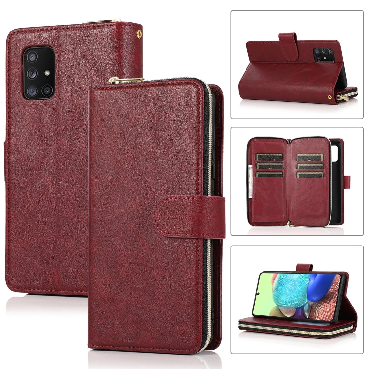 Zipper Wallet Bag Horizontal Flip PU Leather Case with Holder & 9 Card Slots & Wallet & Lanyard & Photo Frame, For Samsung Galaxy A51, For Samsung Galaxy A51 5G, For Samsung Galaxy A70, For Samsung Galaxy A71, For Samsung Galaxy A71 5G�����������������...