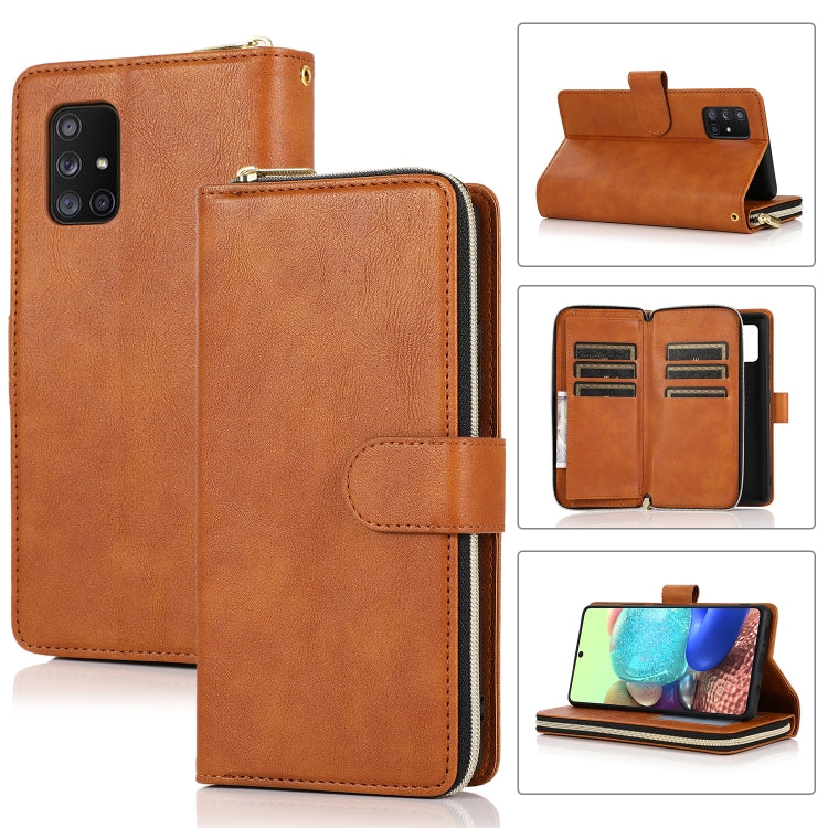 Zipper Wallet Bag Horizontal Flip PU Leather Case with Holder & 9 Card Slots & Wallet & Lanyard & Photo Frame, For Samsung Galaxy A51, For Samsung Galaxy A51 5G, For Samsung Galaxy A70, For Samsung Galaxy A71, For Samsung Galaxy A71 5G�����������������...