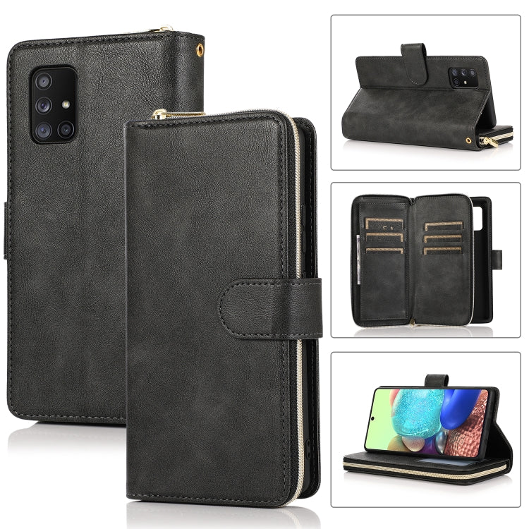 Zipper Wallet Bag Horizontal Flip PU Leather Case with Holder & 9 Card Slots & Wallet & Lanyard & Photo Frame, For Samsung Galaxy A51, For Samsung Galaxy A51 5G, For Samsung Galaxy A70, For Samsung Galaxy A71, For Samsung Galaxy A71 5G�����������������...