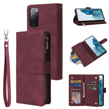 Zipper Wallet Bag Horizontal Flip PU Leather Case with Holder & 9 Card Slots & Wallet & Lanyard & Photo Frame, For Samsung Galaxy S20 FE 5G