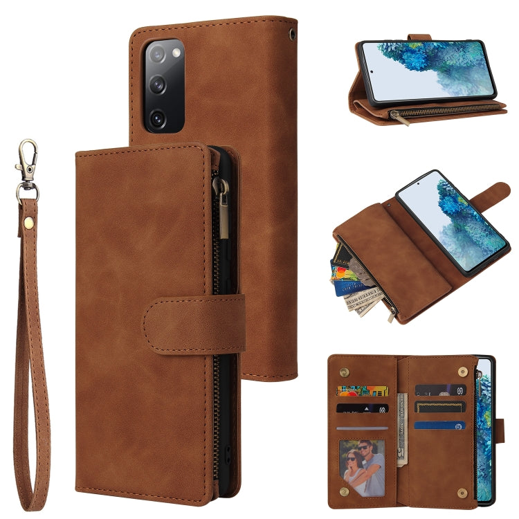 Zipper Wallet Bag Horizontal Flip PU Leather Case with Holder & 9 Card Slots & Wallet & Lanyard & Photo Frame, For Samsung Galaxy S20 FE 5G