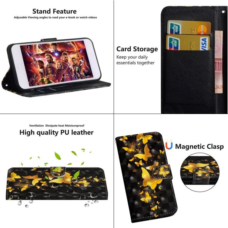 3D Painted Pattern Horizontal Flip TPU + PU Leather Case with Holder & Wallet & Card Slots & Lanyard