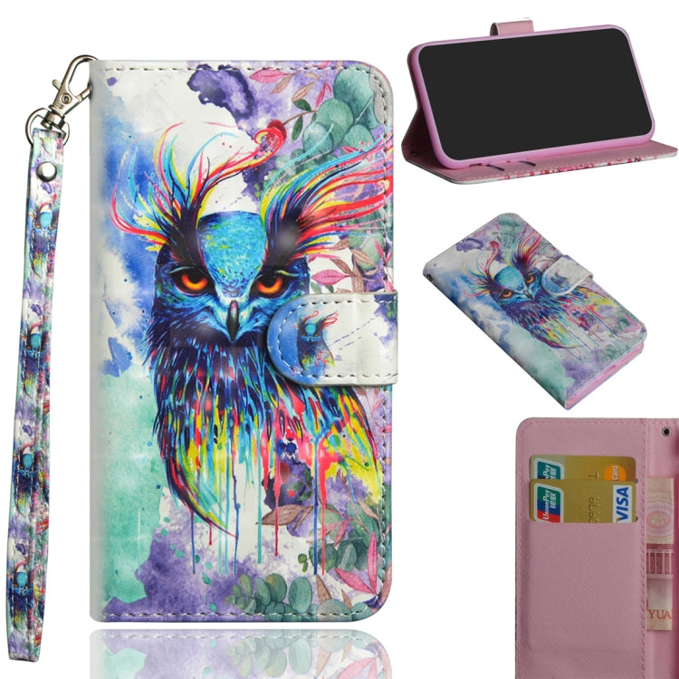 3D Painted Pattern Horizontal Flip TPU + PU Leather Case with Holder & Wallet & Card Slots & Lanyard