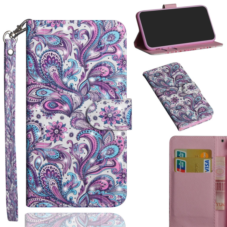 3D Painted Pattern Horizontal Flip TPU + PU Leather Case with Holder & Wallet & Card Slots & Lanyard
