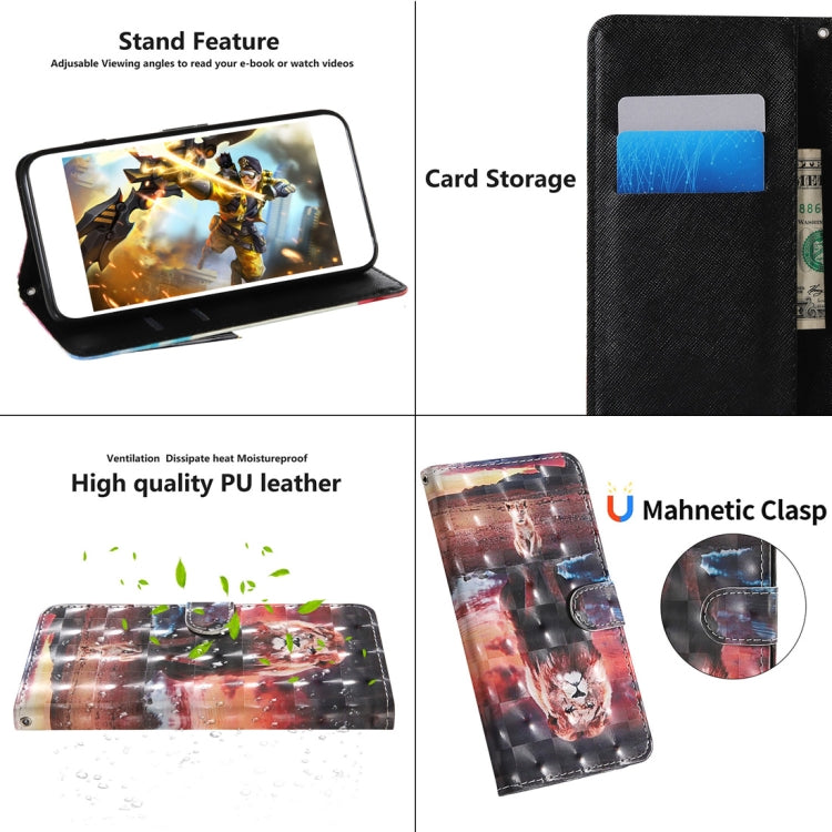 3D Painted Pattern Horizontal Flip TPU + PU Leather Case with Holder & Card Slots & Wallet & Lanyard