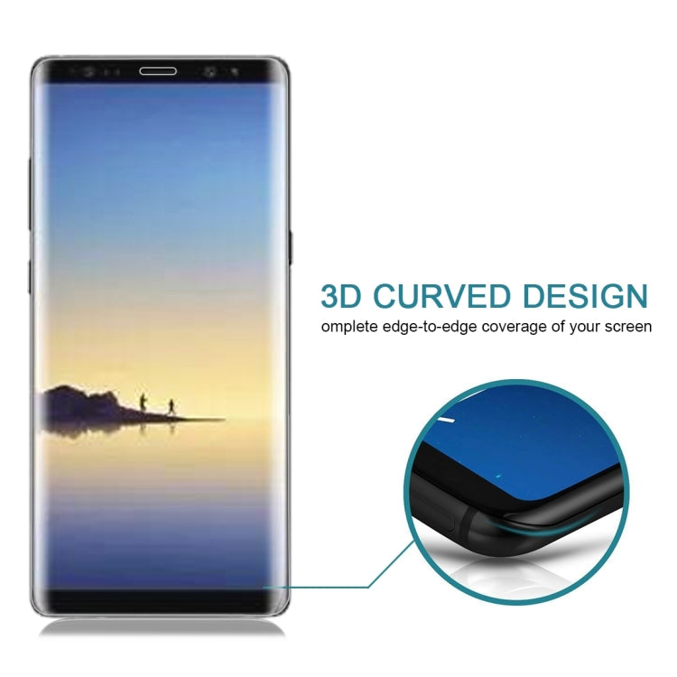 25 PCS For Galaxy Note 8 0.3mm 9H Surface Hardness 3D Curved Silk-screen Full Screen Tempered Glass Screen Protector