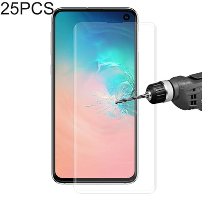 25 PCS Edge Glue 3D Curved Edge Full Screen Tempered Glass Film for Galaxy S10, Fingerprint Unlock Is Not Supported