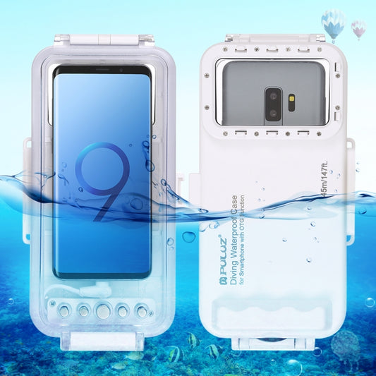 PULUZ 45m/147ft Waterproof Diving Case Photo Video Taking Underwater Housing Cover for iPhone 16 / 16 Pro / 15 / 15 Pro, Galaxy, Huawei, Xiaomi, Google Android OTG Smartphones with Type-C Port