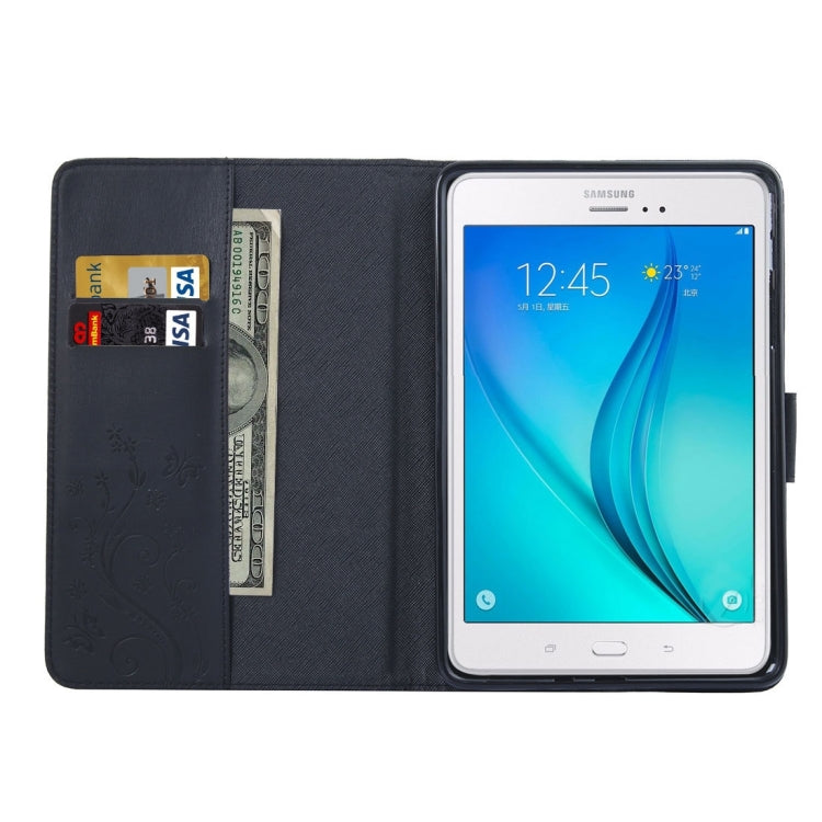 For Galaxy Tab A 8.0 / T350 Pressed Flowers Butterfly Pattern Horizontal Flip PU Leather Case with Magnetic Buckle & Holder & Card Slots & Wallet, For Galaxy Tab A 8.0 / T350