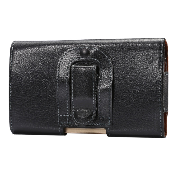 5.5 inch Litchi Texture Vertical Flip Thwartwise Genuine Leather Case / Waist Bag with Rotatable Back Splint for Galaxy S7 Edge & Note 5 & 4 & 3 & 2, Huawei P9 Plus & Honor 7i & Honor 6 Plus, etc